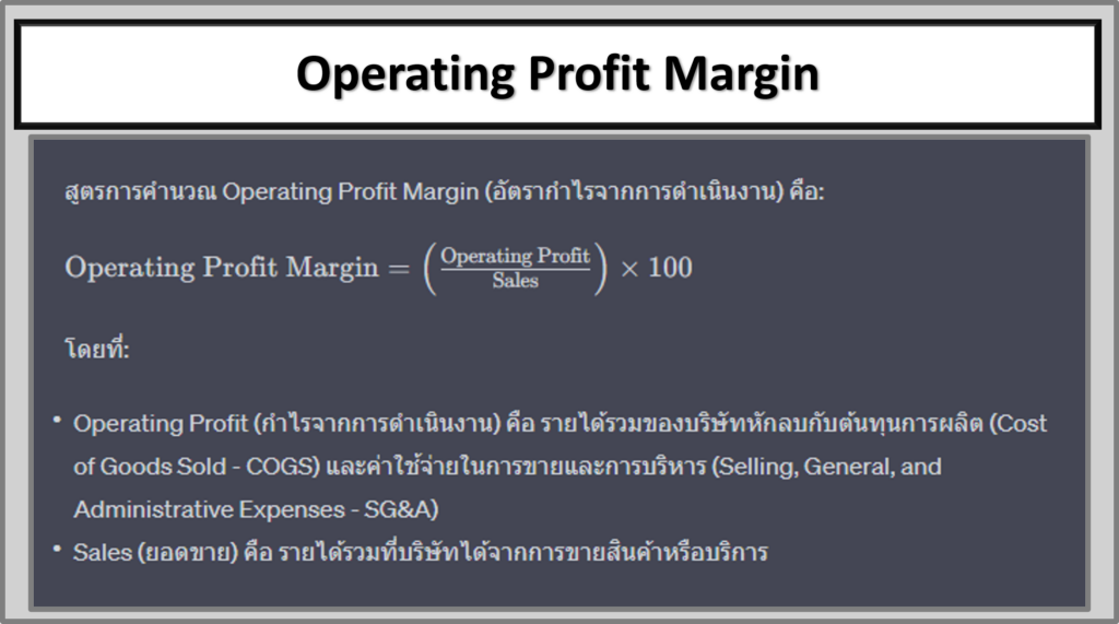 สูตรการคำนวณ Operating Profit Margin (อัตรากำไรจากการดำเนินงาน)